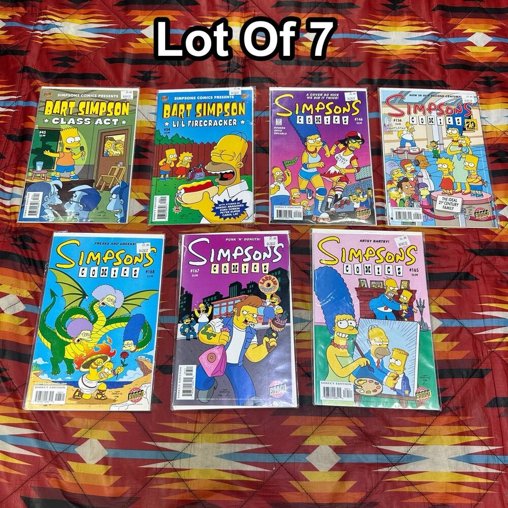 Simpsons Comics Lot 7 Comics Bongo Comics #45 #54 #146 #156 #165 #168 #167